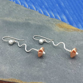 Unusual silver copper earrings
